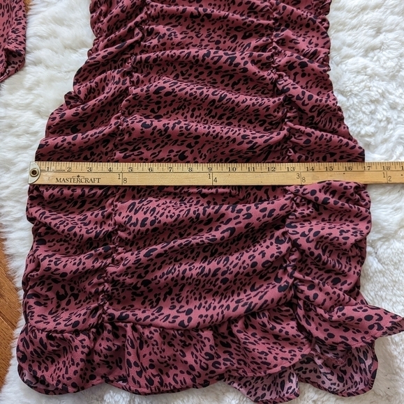 Zara animal print ruffled ruched mini dress medium - Picture 11 of 16